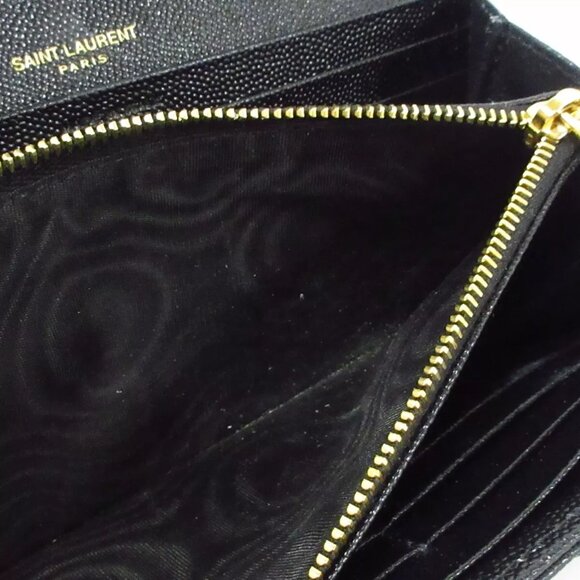 100% Authentic SAINT LAURENT PARIS - 372264 Black Gold Leather Long Wallet - Picture 8 of 8
